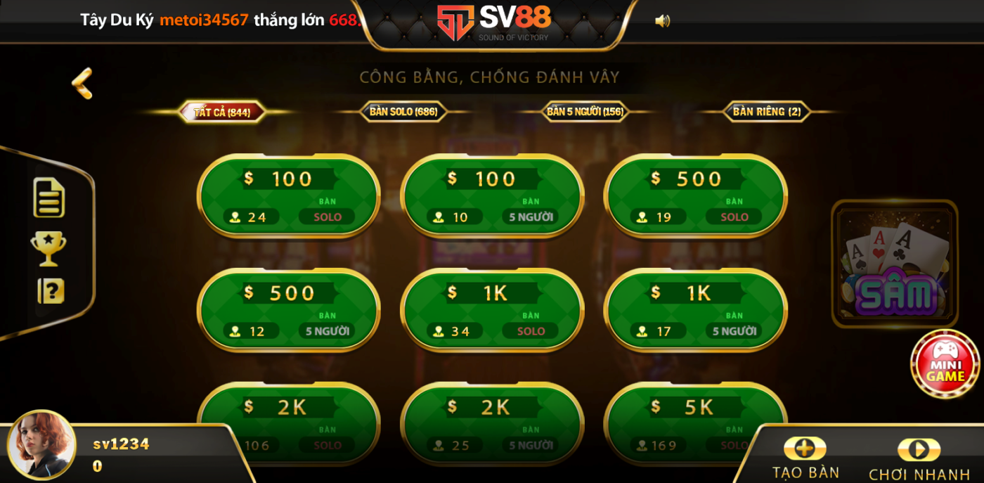 Giới thiệu game bài Sâm lốc SV88 vip