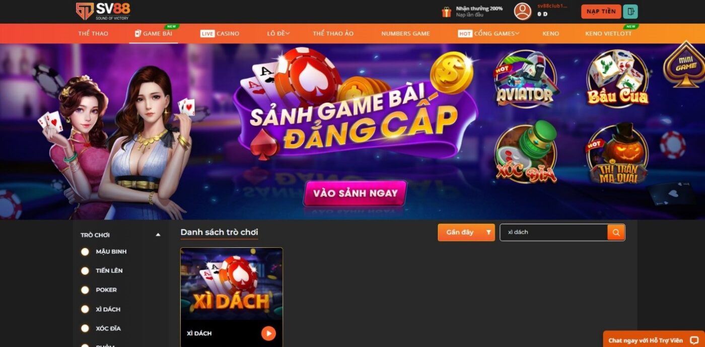 game bài Xì dách SV88