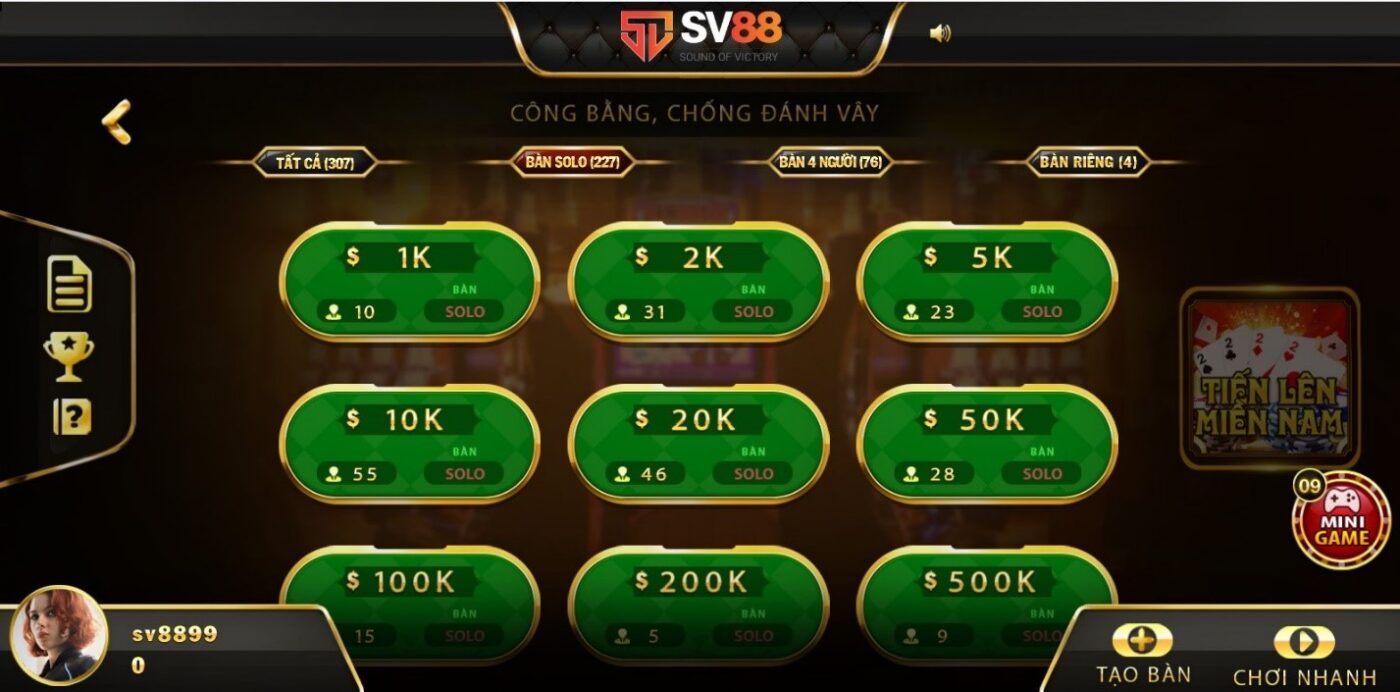 Luật chơi Tiến lên miền nam SV88 vip