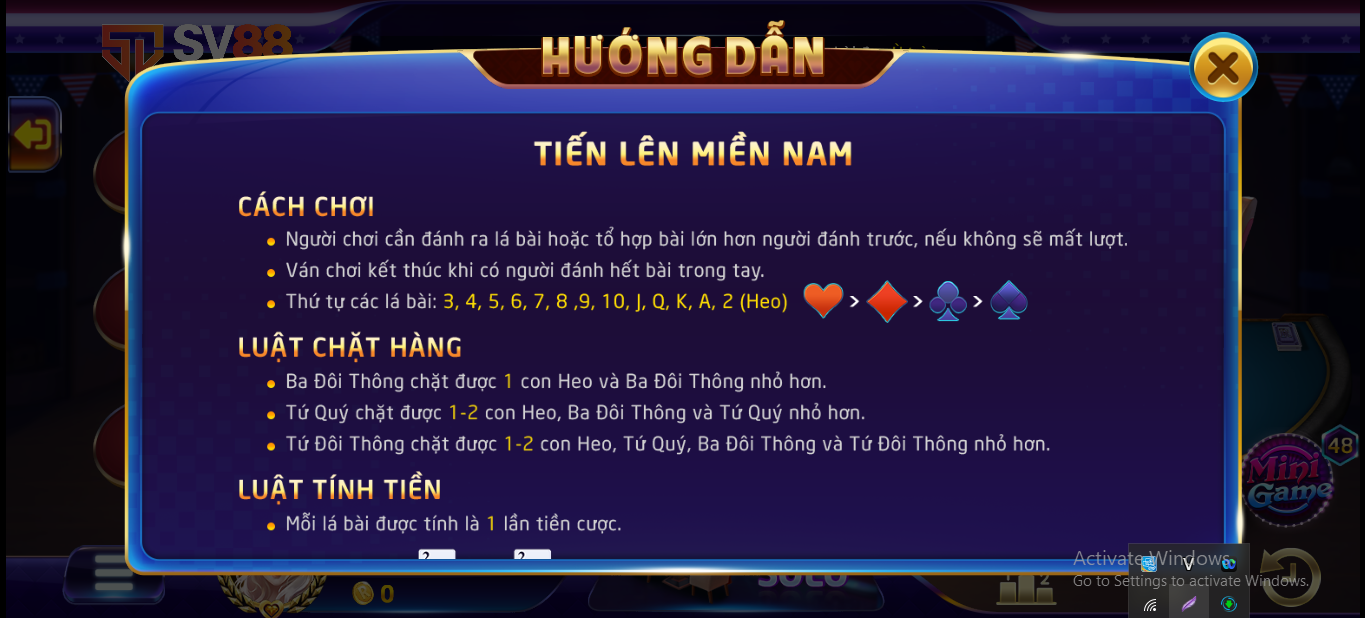 Thông tin chi tiết về game Tiến lên đếm lá nhà cái Sv88 