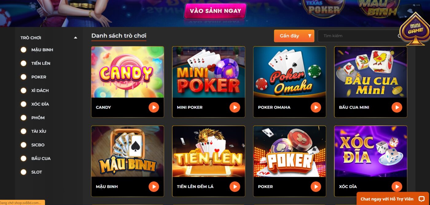 Hệ thống game cực hấp dẫn tại nhà cái sv88