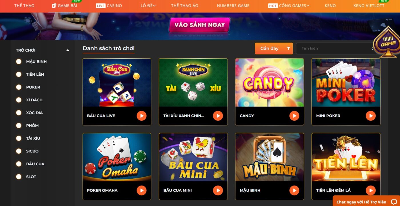 Hệ thống game bài cực khủng tại nha cai sv88