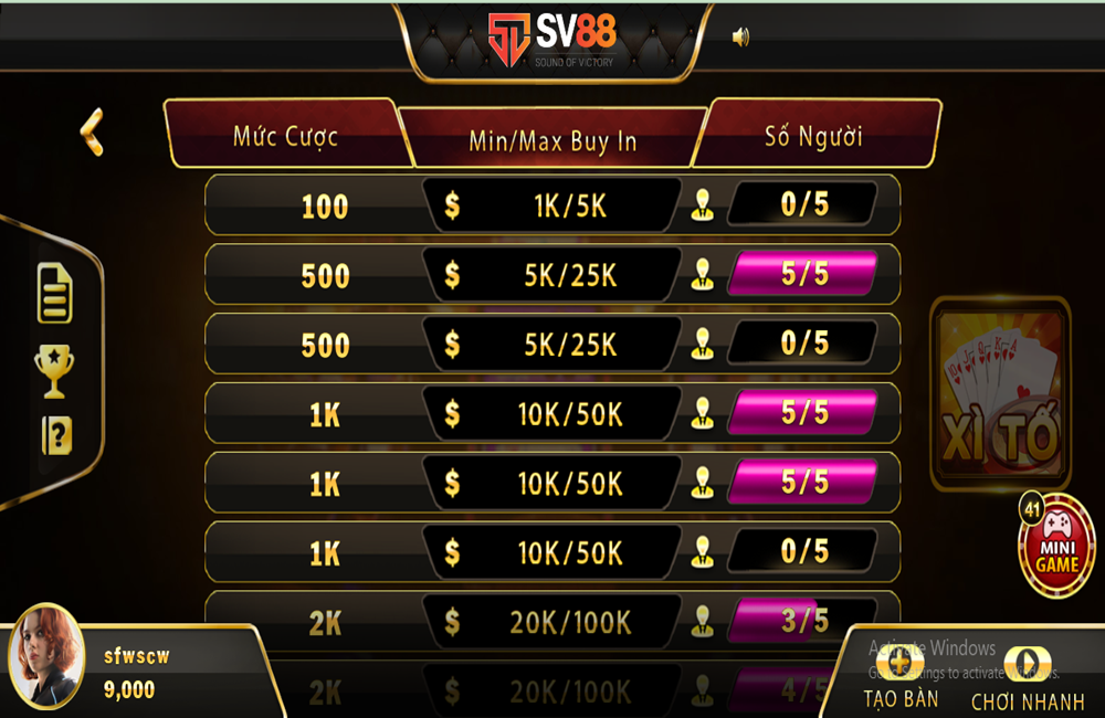 Cách thức đánh game bài xì tố Sv88 tiền về đầy túi
